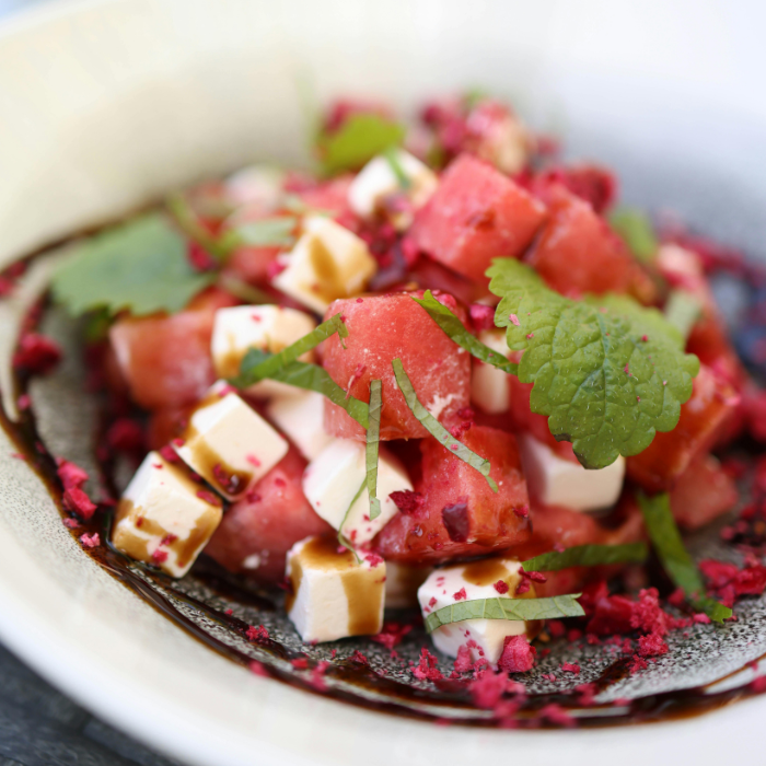 Watermelon, Feta & Mint Salad with BBQ Chicken
